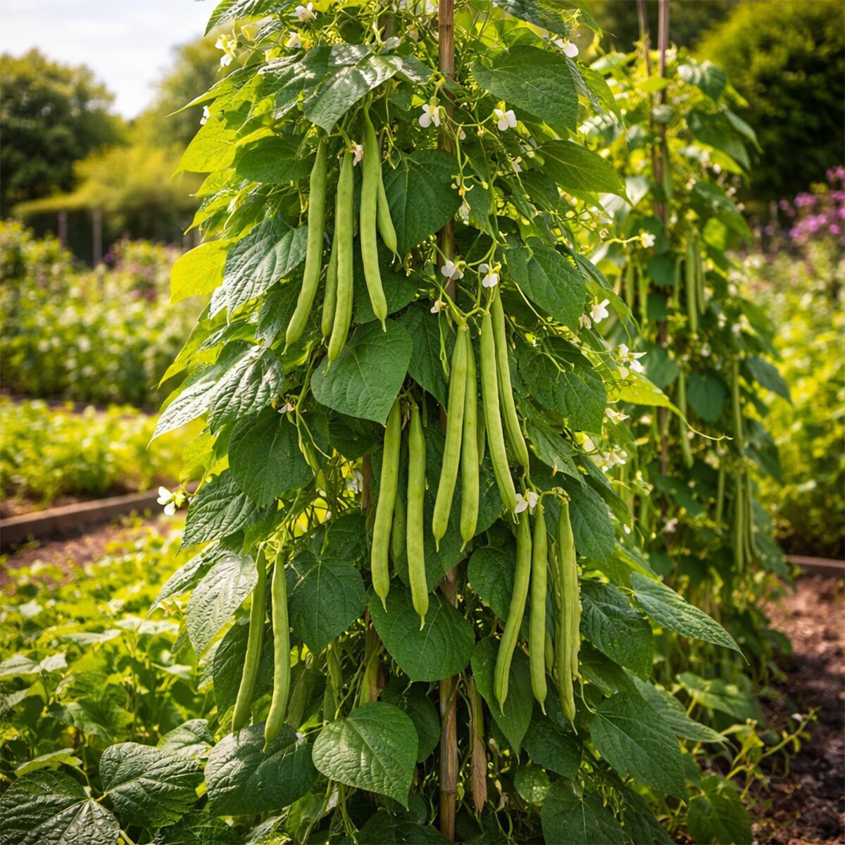 10 Heirloom Stringless Climbing French Bean Seeds Blue Lake Long Heavy Cropping 2