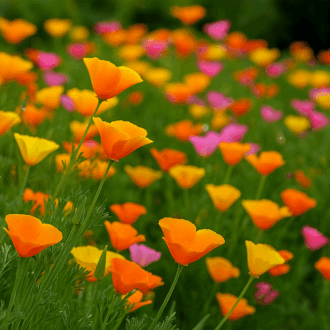 50 California Poppy Seeds Mix Landscaping Flower Bee Friendly Meadow Wildflowers 2
