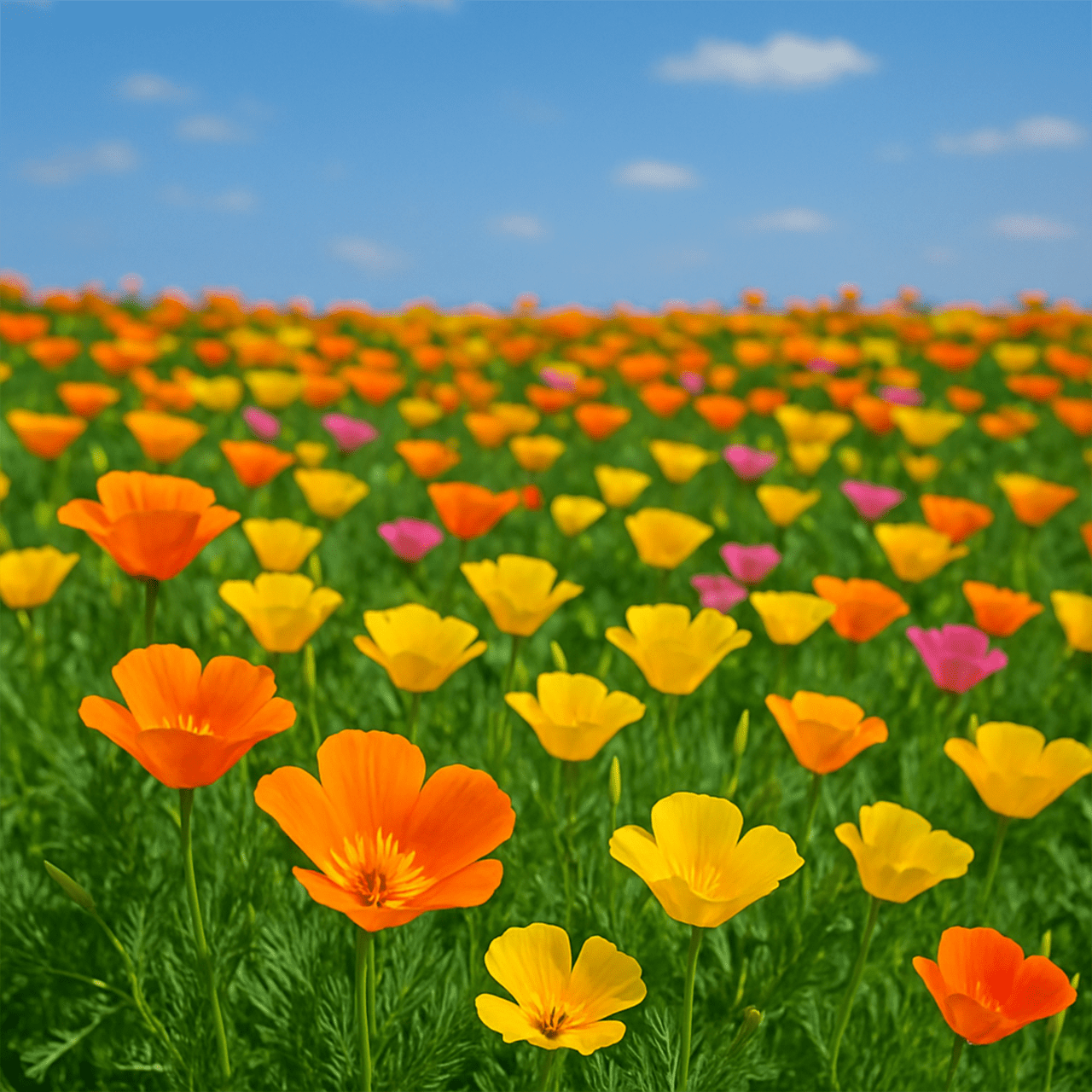 50 California Poppy Seeds Mix Landscaping Flower Bee Friendly Meadow Wildflowers