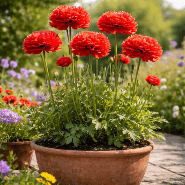 50 Giant Pom Pom Frilly Red Corn Poppy Seeds to Plant Scarlet Papaver Somniferum 3