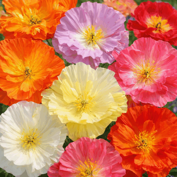 50 Mixed Colour Frilly Giant Double Poppy Seeds for Planting California Flowers