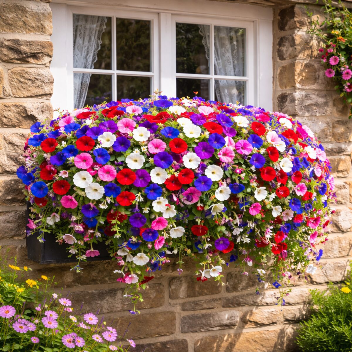 50 Pastel Trailing Petunia Colourful Mix Seeds Hanging Basket Window Box Flower 3