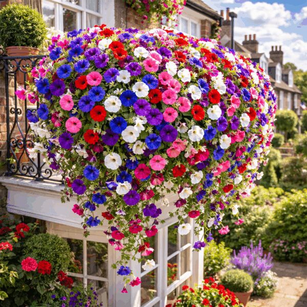 50 Pastel Trailing Petunia Colourful Mix Seeds Hanging Basket Window Box Flower 4