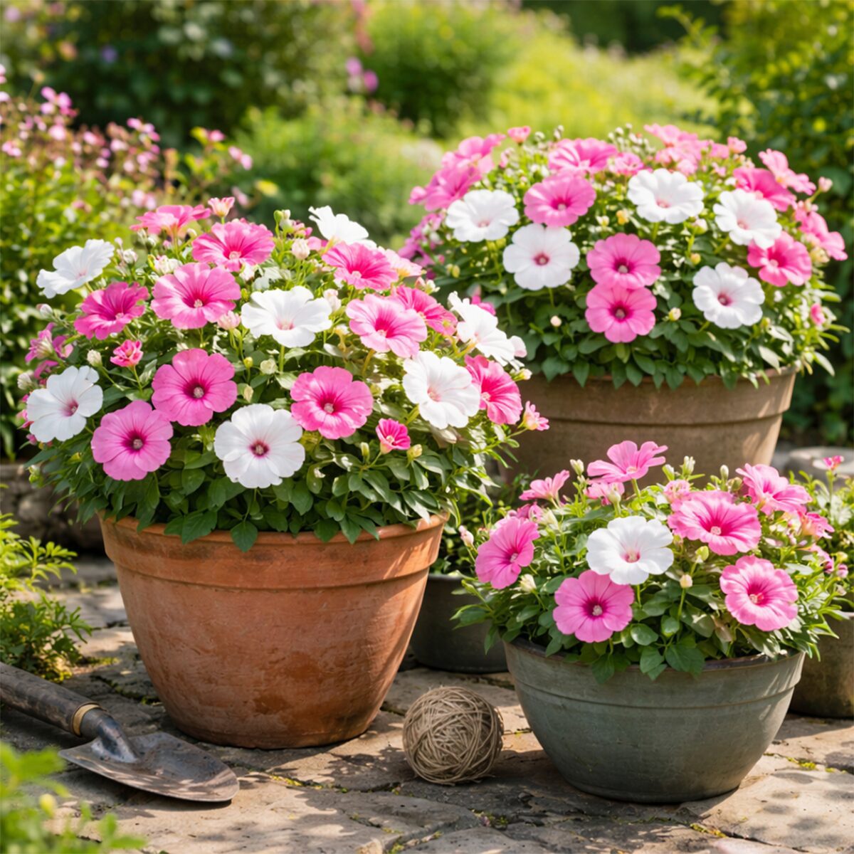 50 UK Lavatera Mallow White & Pink Flower Seeds Mix for Hanging Baskets & Pots 4