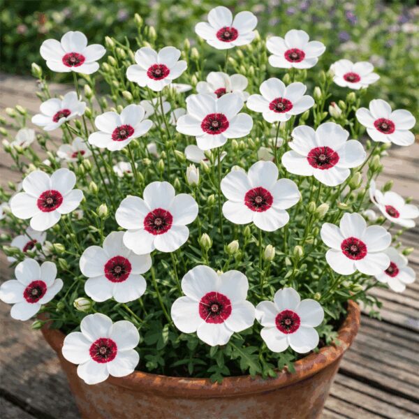 50 UK Red & White Flower Seeds Hardy Annual Wild Meadow Plant Linum Grandiflorum 2