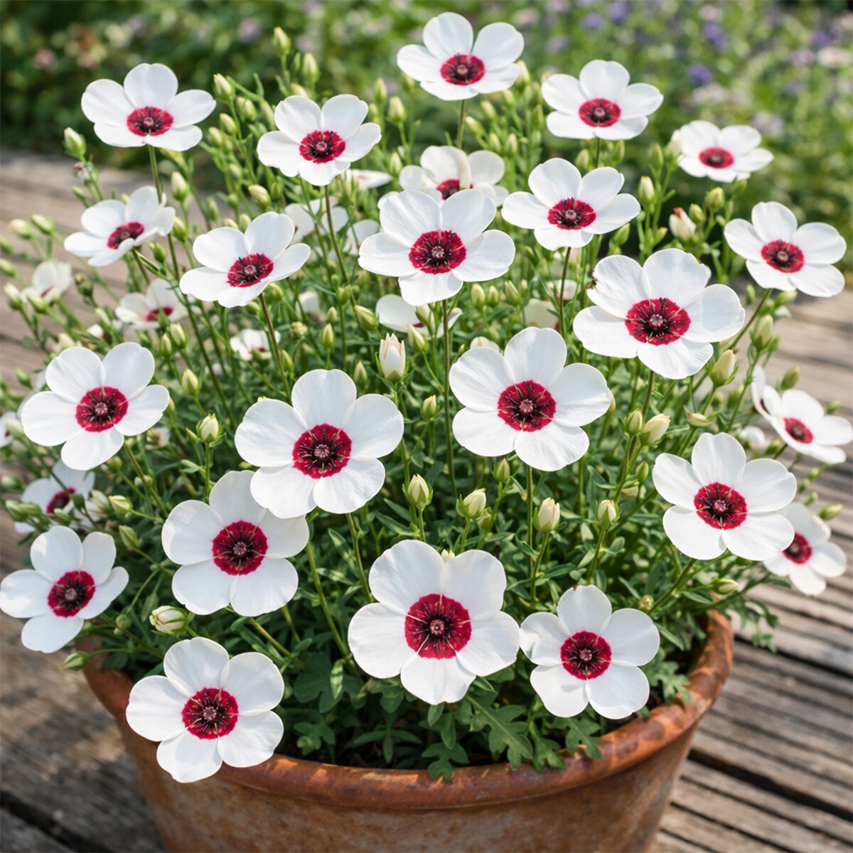 50 UK Red & White Flower Seeds Hardy Annual Wild Meadow Plant Linum Grandiflorum 2
