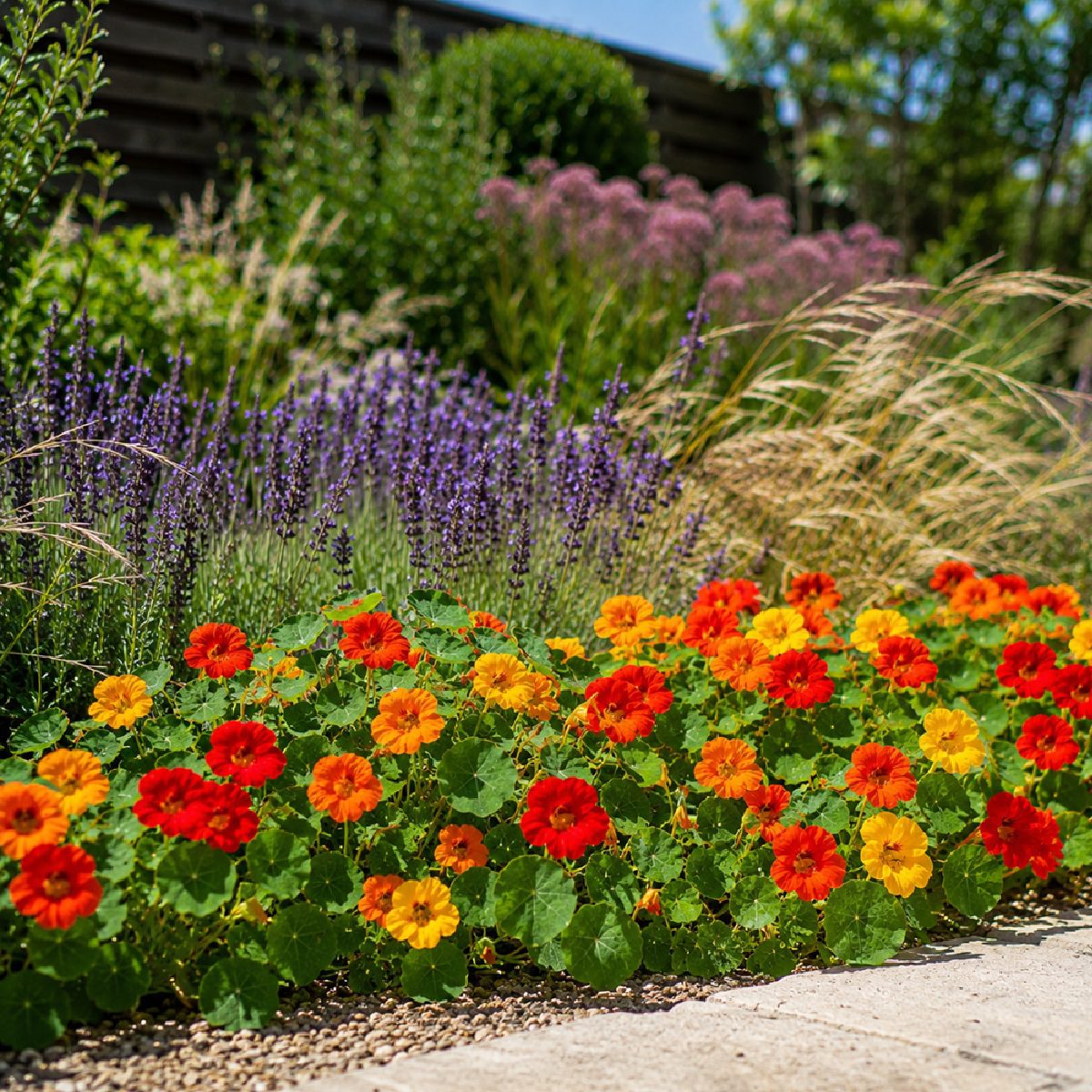 20 Mixed Red Yellow & Orange Dwarf Nasturtium Seeds Bushy Border Flowers to Grow 4