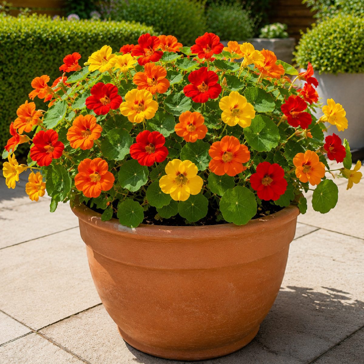 20 Mixed Red Yellow & Orange Dwarf Nasturtium Seeds Bushy Border Flowers to Grow 6