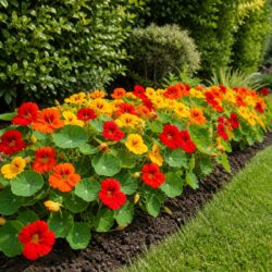 20 Mixed Red Yellow & Orange Dwarf Nasturtium Seeds Bushy Border Flowers to Grow 7