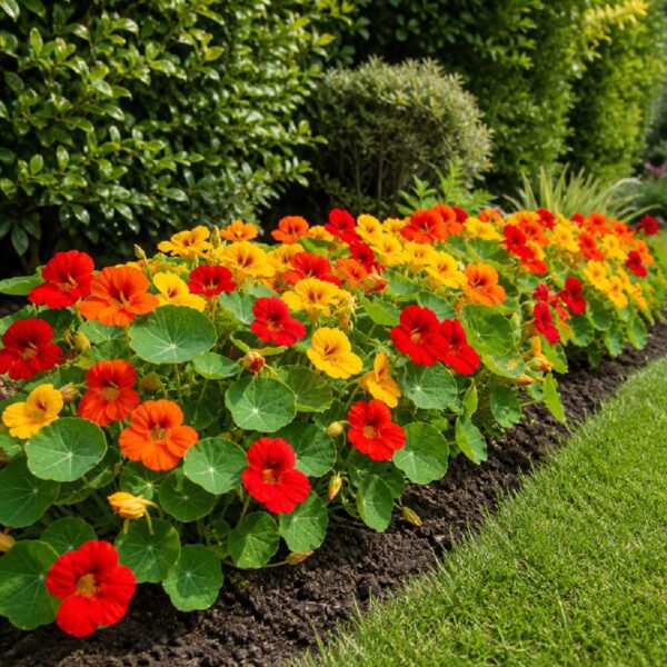 20 Mixed Red Yellow & Orange Dwarf Nasturtium Seeds Bushy Border Flowers to Grow 7