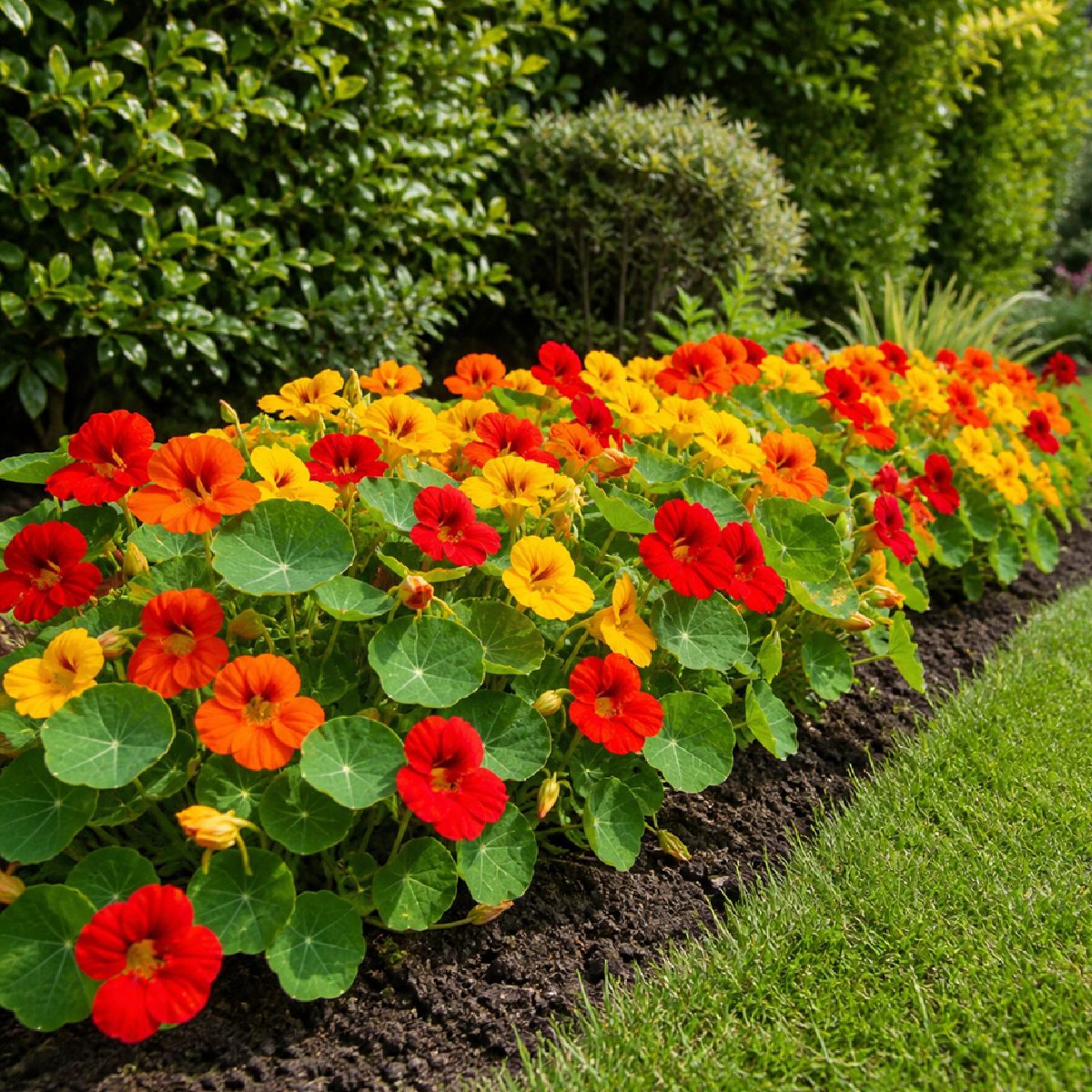 20 Mixed Red Yellow & Orange Dwarf Nasturtium Seeds Bushy Border Flowers to Grow 7