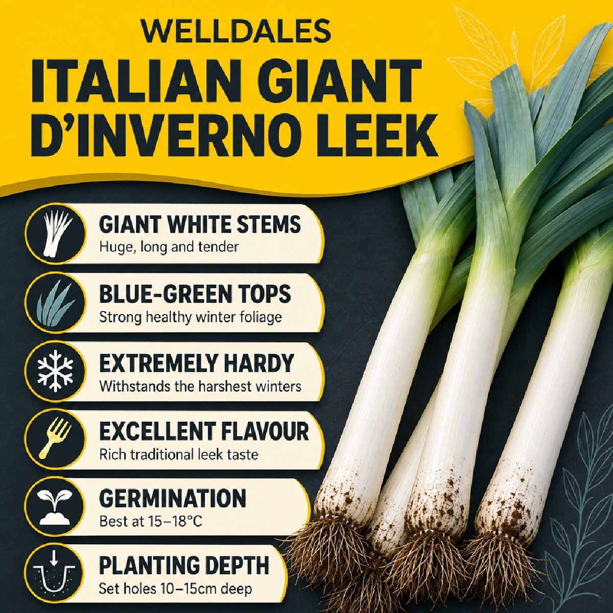 50 Hardy Italian Winter Giant Leek Seeds To Grow D'Inverno Vegetable to Plant 5